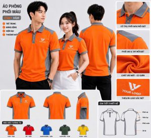 ÁO POLO PHỐI MÀU CAM-XÁM