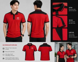 ÁO POLO PHỐI MÀU ĐỎ-ĐEN