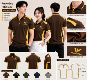 ÁO POLO PHỐI MÀU NÂU-VÀNG