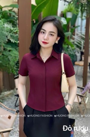 ÁO SƠ MI NGẮN TAY- ĐỎ ĐÔ