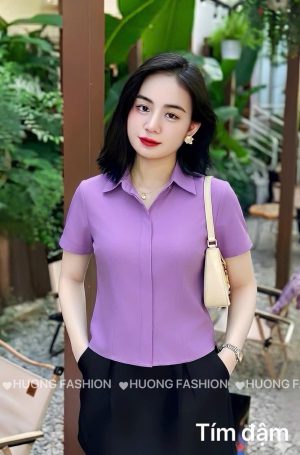 ÁO SƠ MI NGẮN TAY-TÍM