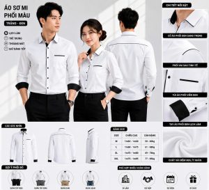 ÁO SƠ MI PHỐI TRẮNG-BO ĐEN