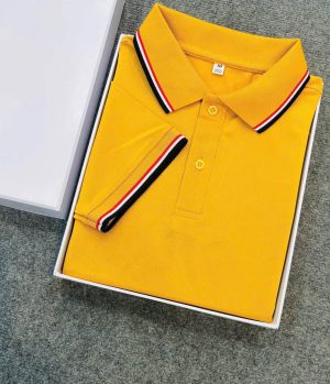 ÁO POLO VÀNG BO CỔ ĐỎ ĐEN